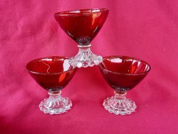 50 3 db rubin piros üveg kehely 9,5x9 cm 