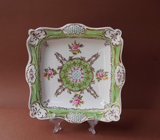 Nagyméretű Hollóházi porcelán barokk stílusú tál asztalközép kínáló tál