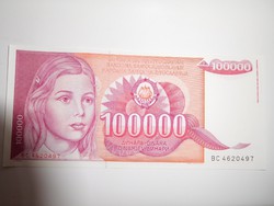 Jugoszlávia 100 000 dinár 1989 UNC