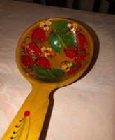 Russian wooden spoon set - strawberry pattern (hand painted-lacquered)