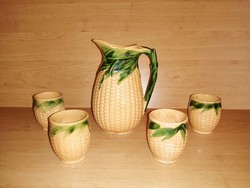 Magyarszombatfai kukorica mintás kerámia boros készlet  kancsó 4 pohárral  (z-4) 