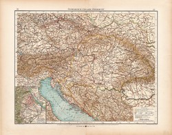 Osztrák - Magyar Monarchia térkép 1903, német, atlasz, 44 x 56 cm, Moritz Perles, áttekintő