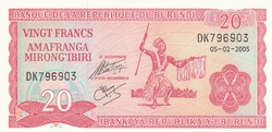 Burundi 20 francs, 2005, UNC bankjegy
