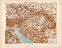 Osztrák - Magyar Monarchia térkép 1909, német, atlasz, 44 x 56 cm, Moritz Perles, áttekintő