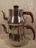 Fém - KARACA - üvegtetős -  kétrészes - teás-kávéskanna - nagy - rozsdamentes 29 x 26 cm