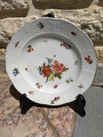 Óherendi, fischer mór, tata, beautiful hand-painted porcelain bowl, plate with flower pattern, offering!