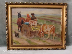 Hódi: Vissza a tanyára című festménye