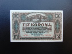 10 korona 1920 Sorszám között pont Hajtatlan bankjegy