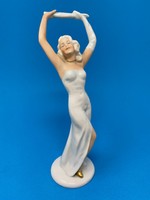 Kecses Art Deco Táncosnő figura, Unterweißbach porcelán 