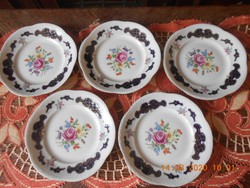 Volkstedt porcelán süteményes tányérok 5 db, Echt kobalt