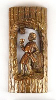 1B448 Régi bronzírozott borkóstoló jelenet fém fali dísz borászati relikvia 33.5 cm