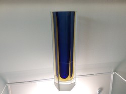 20 cm-es kobaltkék muránói Mandruzatto váza kiválló állapotban design kedvelőknek