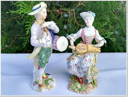 18. századi Meissen zenész porcelán figura pár / 1740-50 /