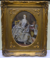 Barokk hölgy, gyönyörű antik gobelin