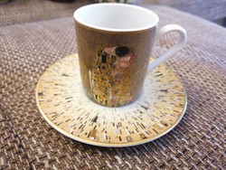 Goebel eszpresszós szett, Klimt (A csók) mintával. Hibátlan, sosem használt!