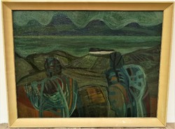 Nagy Tibold (1923 - 1988) Dunai táj c. Képcsarnokos festménye EREDETI GARANCIÁVAL !!!