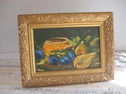 Still life with fruits in oil cardboard 15 x 10 and 20 x 15 cm frame