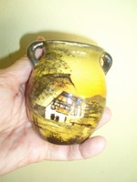 Antik Schramberg majolika kis váza