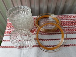 Retro üveg desszertes tálka tányér