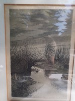 Kép - tusrajz - JELZETT - régi - Osztrák - kép 33 x 26 cm   rajz 19 x 12 cm - hibátlan