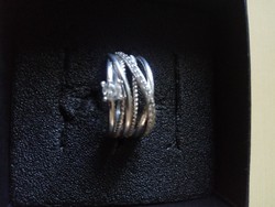   Széles ezüst gyűrű  kövecskékkel  (925 )