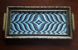 Black friday for two weeks 60% beautiful embroidered, glazed old wooden tray