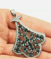 Blue topaz gemstone sterling silver /925/ pendant -- new