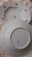 Zsolnay, kék margaréta mintás, 2db mély tányér