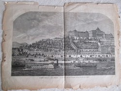 A várkert és a budai Dunapart, a tervrajzról készült fametszet, Vasárnapi Újság, 1874.