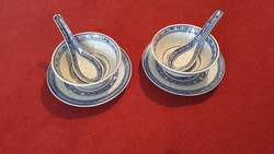 Rizsszemes díszítésű kínai porcelán szett 2db