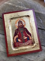 Kézzel festett Görög fa ikon Szent István