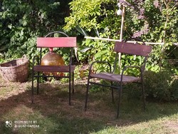 Vasvázas régi kerti székek 2 db leírás szerint