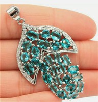 Aquamarine gemstone sterling silver /925/ pendant -- new