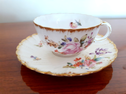 Régi francia porcelán Sarreguemines virágos teás csésze 