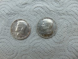 2 darab EZÜST Kennedy 1/2 dollár 1964 - 1967 