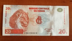 Kongó 20 francs 1997 UNC