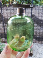 Antik csiszolt zöld parfümös üveg