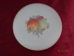 Bavaria német porcelán süteményes tányér, átmérője 19 cm. Gyümölcs mintával a közepén.