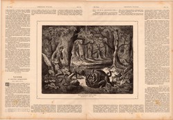 Hiúz vadászat Erdélyben (2), fametszet 1881, metszet, nyomat, 22 x 29 cm, Ország - Világ, képes lap