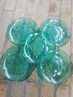 zöld virág formájú üveg tányér garnitúra