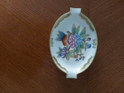 Victoria patterned oval Herend ashtray with butt holder