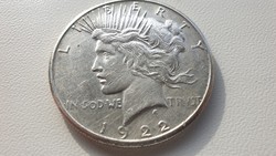 1922 USA Liberty sas peace dollar 26,7g 0.900ag ezüst érme 