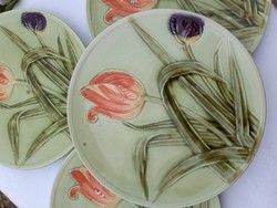 "retorta"  felh.részére,!Hajszálrepededt,Tulipános majolika tányér-15,5 cm