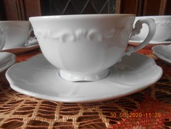 Zsolnay barokk, fehér teás csészék 6 db, Új