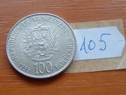 VENEZUELA 100 BOLIVARES 1998 Ni. borított acél,6,8 g. 25 mm Pénzverde:(Schwerte) 105.