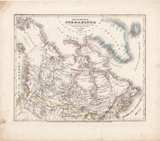 Észak - Amerika térkép 1849, eredeti, német, atlasz, 27 x 31 cm, Amerika, brit, angol, Kanada, USA