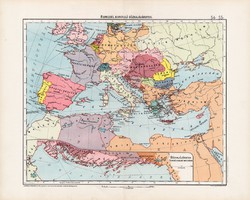 Fiuméból kiinduló gőzhajójáratok térkép 1906 (4), magyar, atlasz, eredeti, hajózás, gőzhajó, Fiume