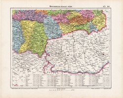 Magyarország délkeleti része térkép 1906 (4), magyar, atlasz, eredeti, Erdély, Hunyad, Szeben, Arad
