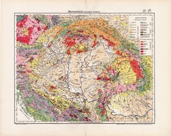 Magyarország geológiai térkép 1906 (4), magyar, atlasz, eredeti, Homolka József, geológia, kőzet