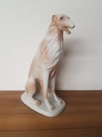 Hollóháza retro porcelán figura. Orosz agár kutya